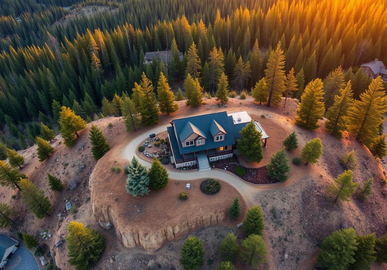 Mountain home with cleared defensible space